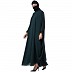 Kaftan Abaya with lacework- Bottle Green